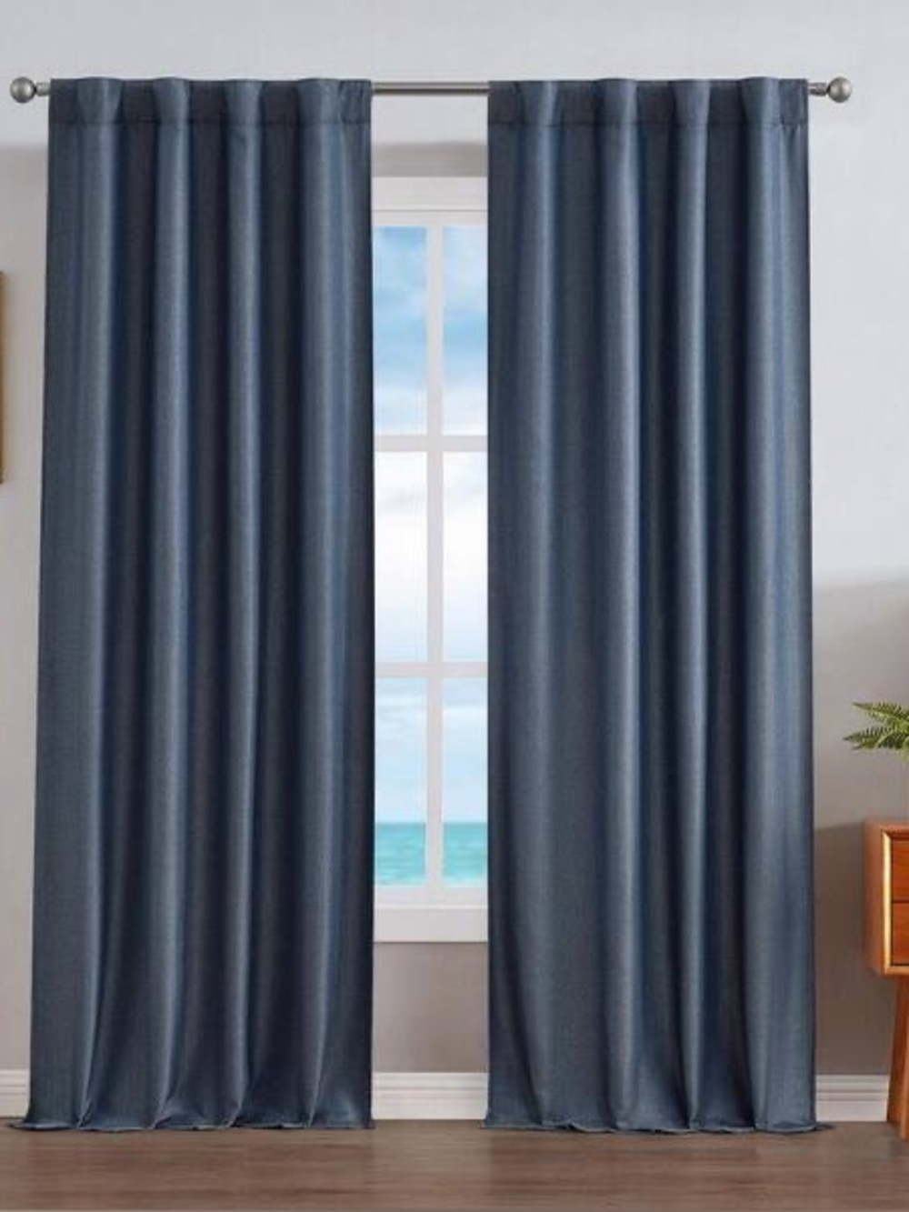 Nautica Denim Blue Window Curtains Shades